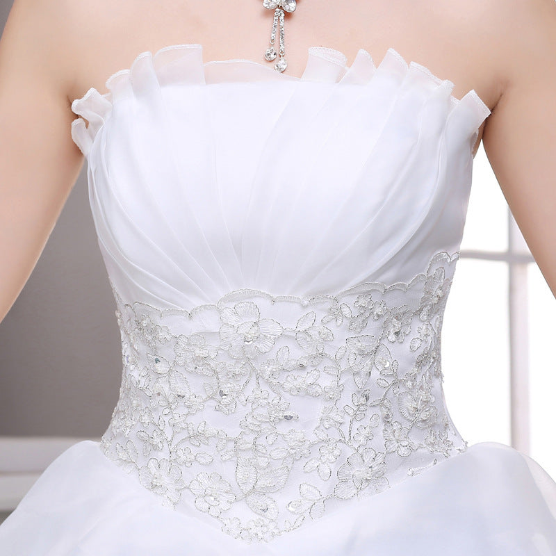 Lace Embroidered Bride Wedding Dress – Elegant Tube Top Bridal Gown