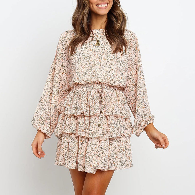 Classic round neck print dress
