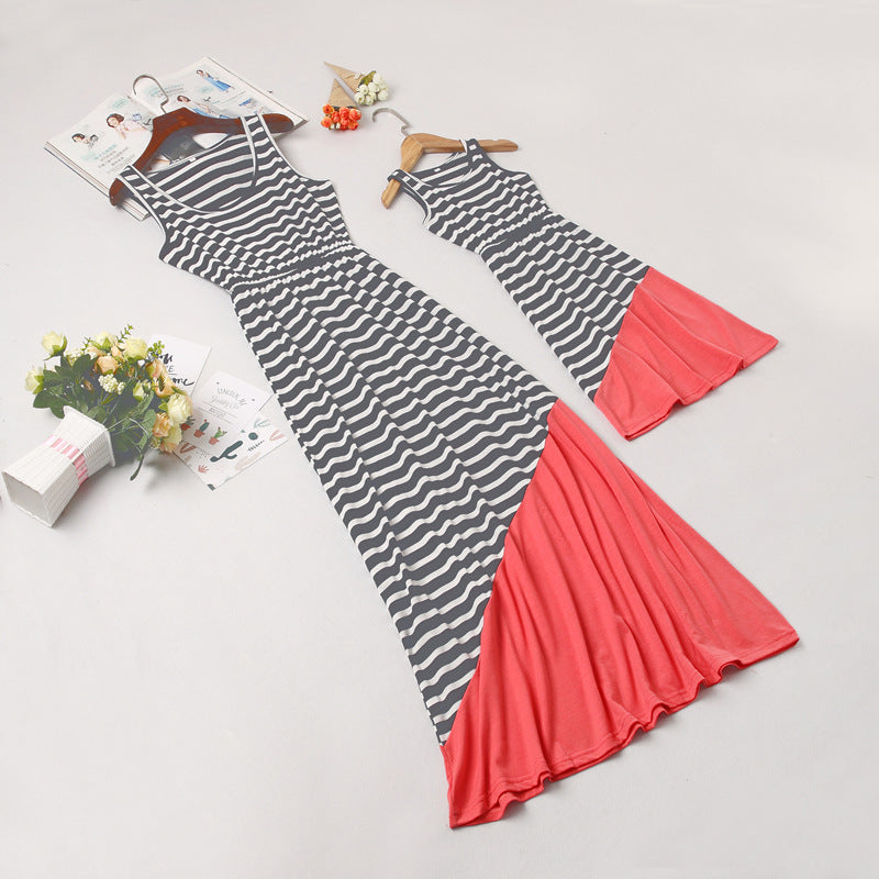 Parent-child mother and daughter dress