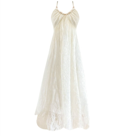 Backless Hanging Neck Chiffon Mid-length Dress