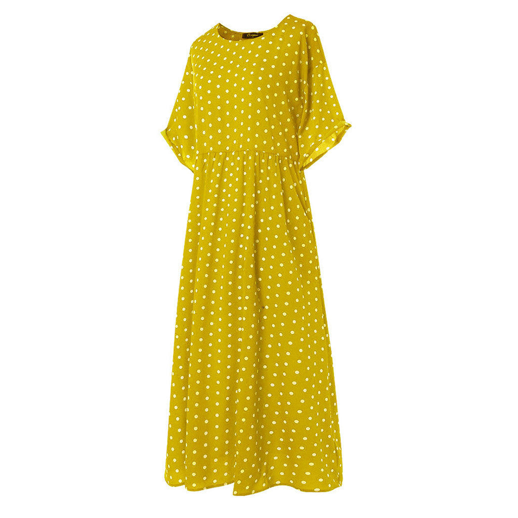 Printed round neck dress
