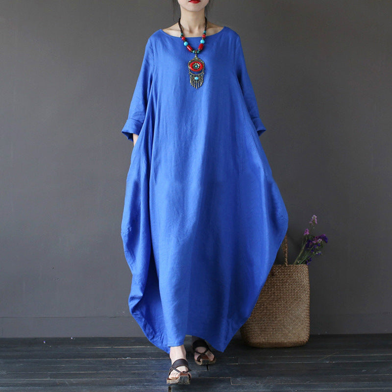 Plus size cotton and linen dress