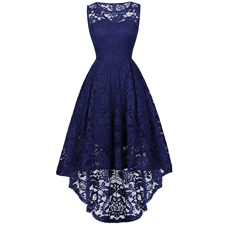 Elegance Bloom Lace High-Low Dress