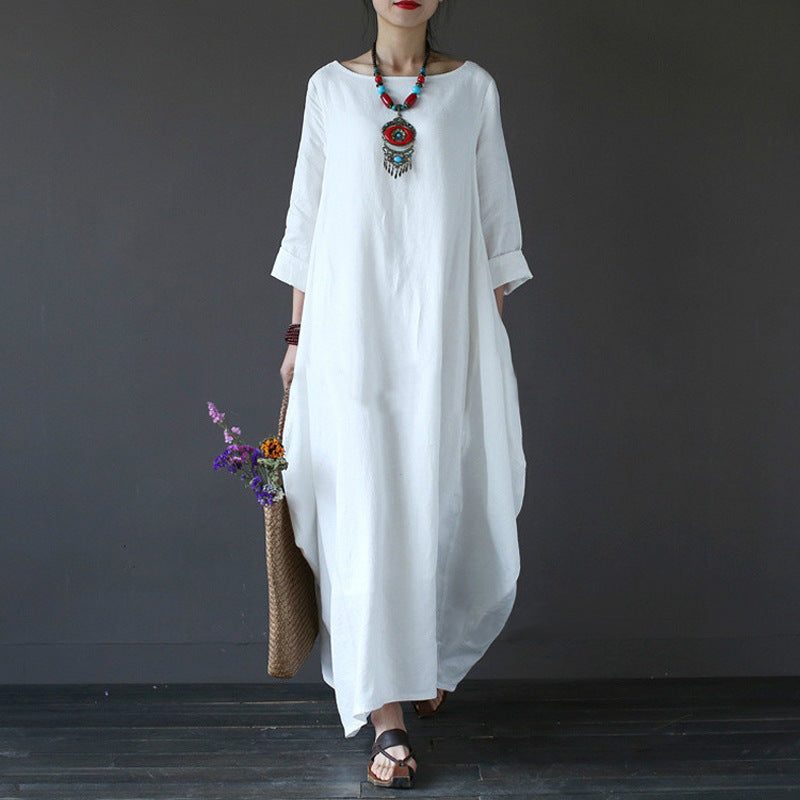 Plus size cotton and linen dress