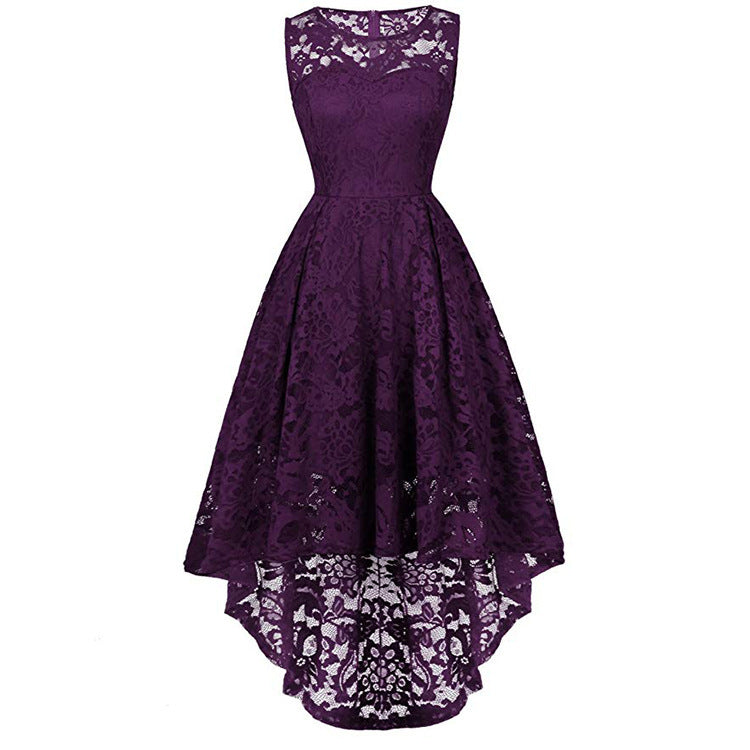 Elegance Bloom Lace High-Low Dress