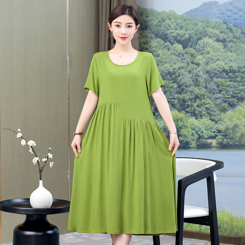 Solid Color New Noil Poplin Dress Summer Fashion Outdoor