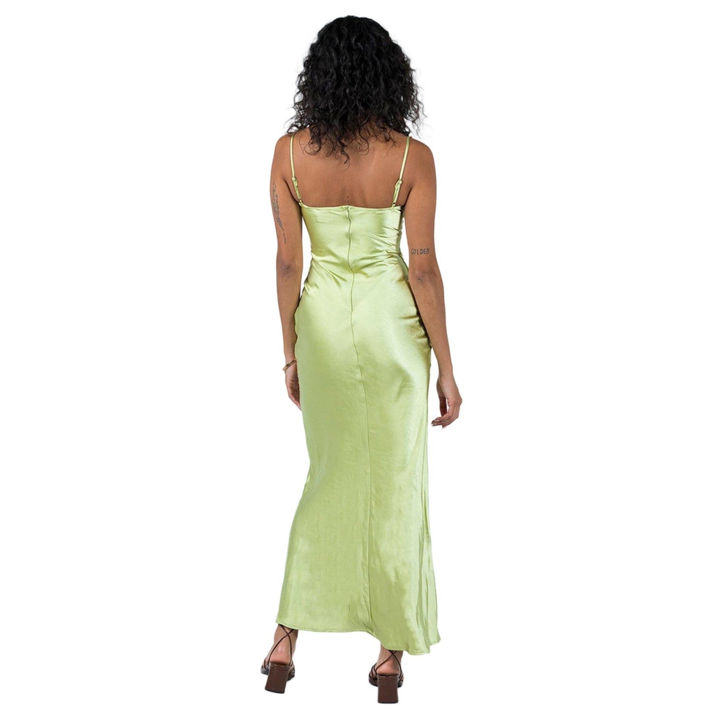 Kenzie Maxi Green Dress Embroidered Lace Solid Color Long Dress