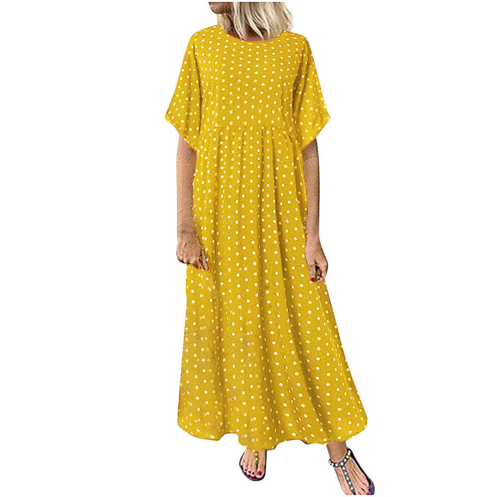 Printed round neck dress