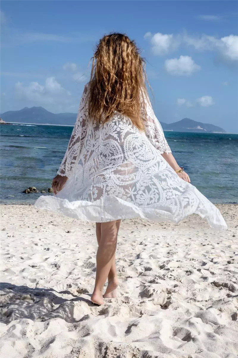 Embroidered cardigan beach skirt