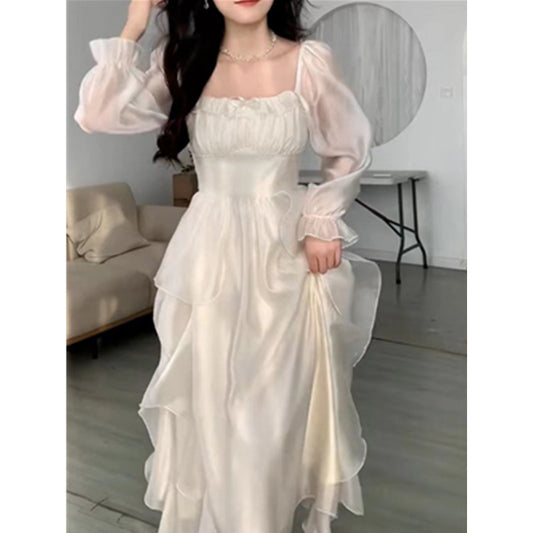 Women's Temperament High Waist Long Sleeve Dress