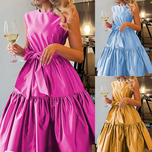 Women's Fashionable Round Neck Sleeveless Dress