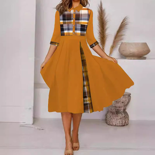 Women's Blouse Collar Single-breasted Dress