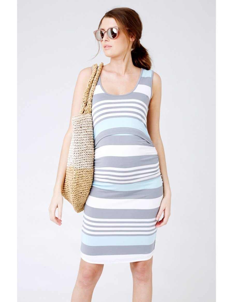 Effortlessly Stylish Striped Maternity Breastfeeding Dress| Breastfeeding Dress|