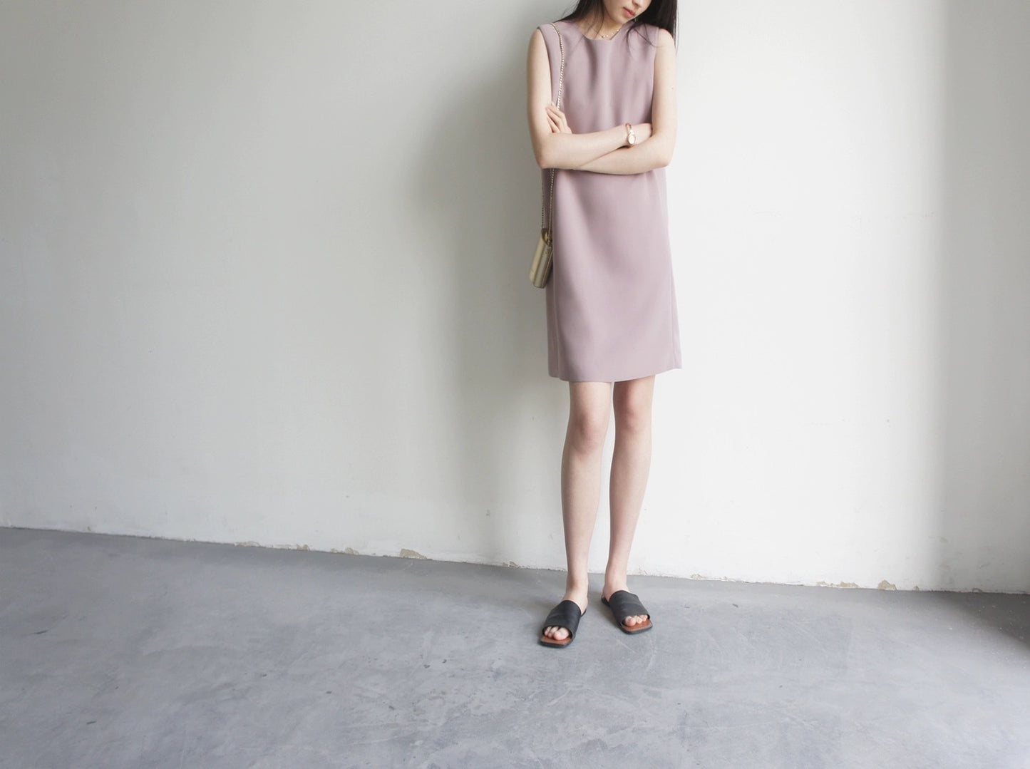 Fog Purple Minimalist Sleeveless Dress