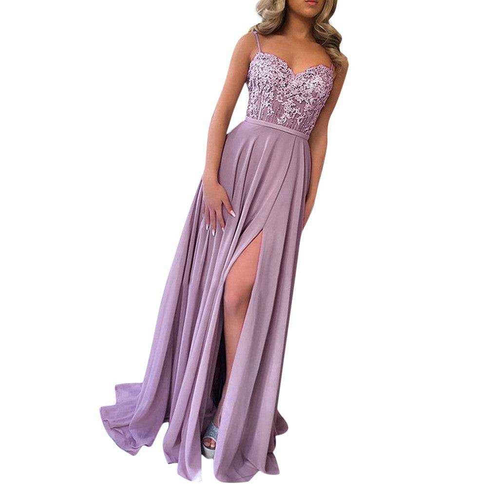 Female suspenders dress long skirt