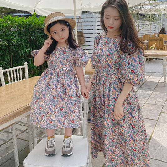 Parent-child Girl Dress Floral Mother And Daughter Long Dress Princess Dress