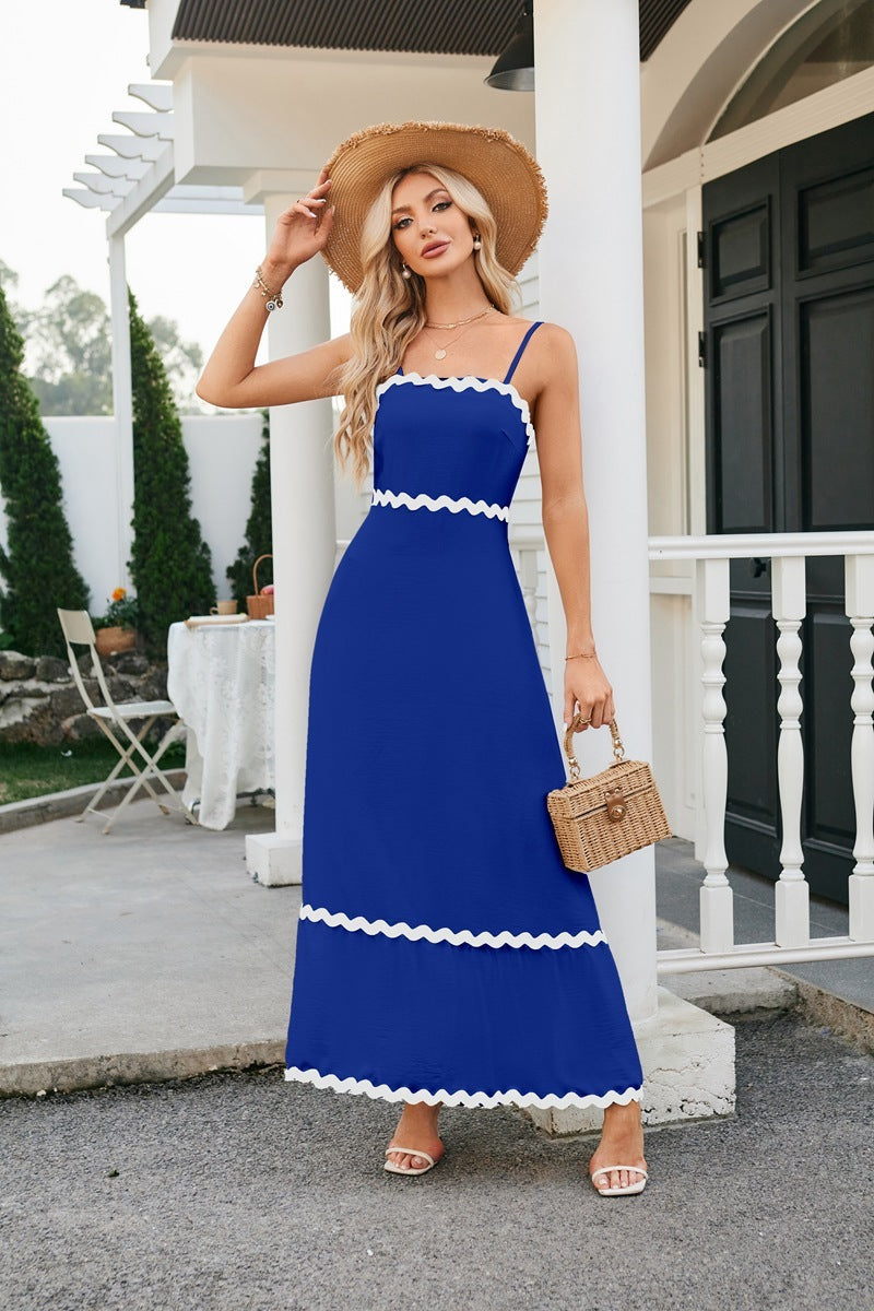 Women's Camisole Pleated Lace Mid-length Sleeveless Dress