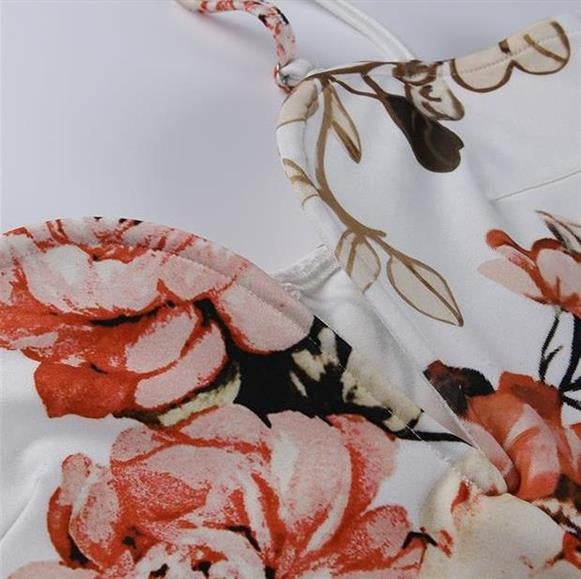 New Women's Sling Deep V Bag Hip Print Dress