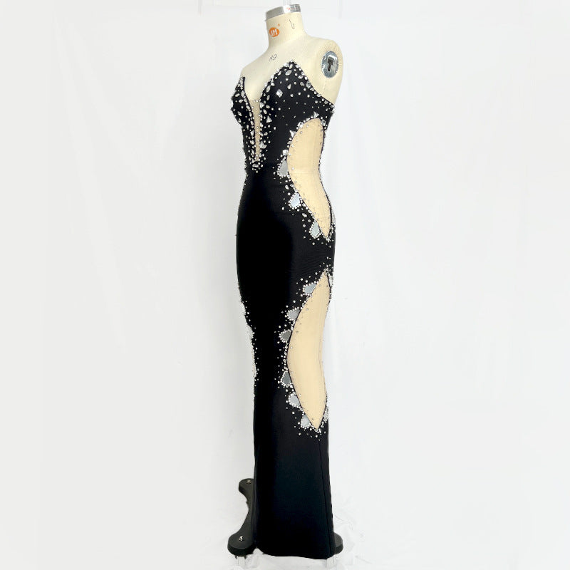Women's Slimming Sequin Gauze Bandage One-piece Dress
