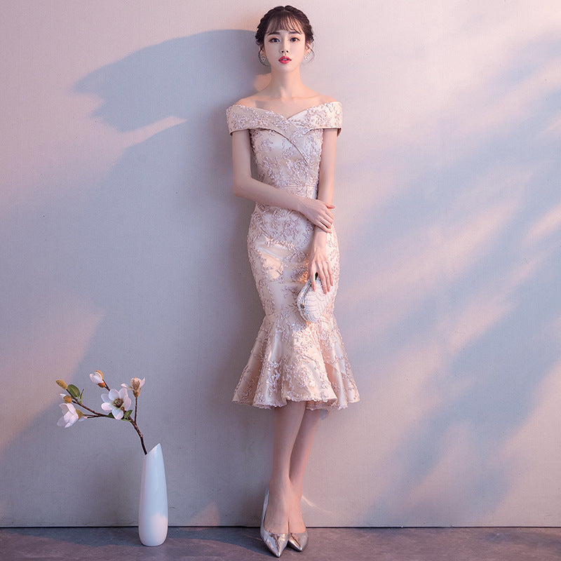 Fishtail mid-length party dress