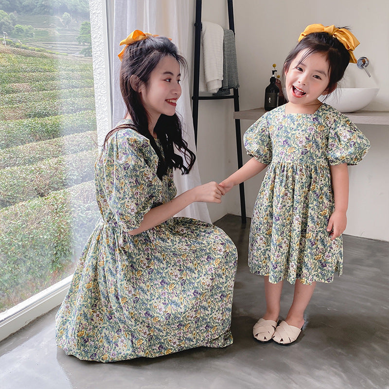 Parent-child Girl Dress Floral Mother And Daughter Long Dress Princess Dress