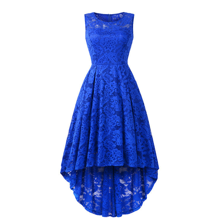 Elegance Bloom Lace High-Low Dress
