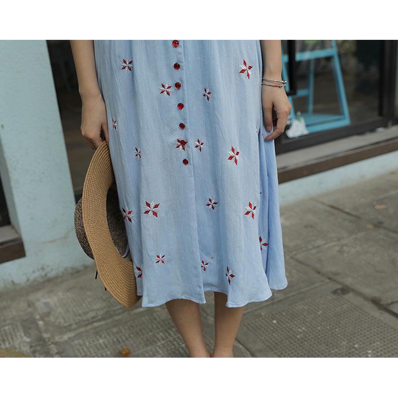 Ethnic Boho Embroidered Dress Women's Beach