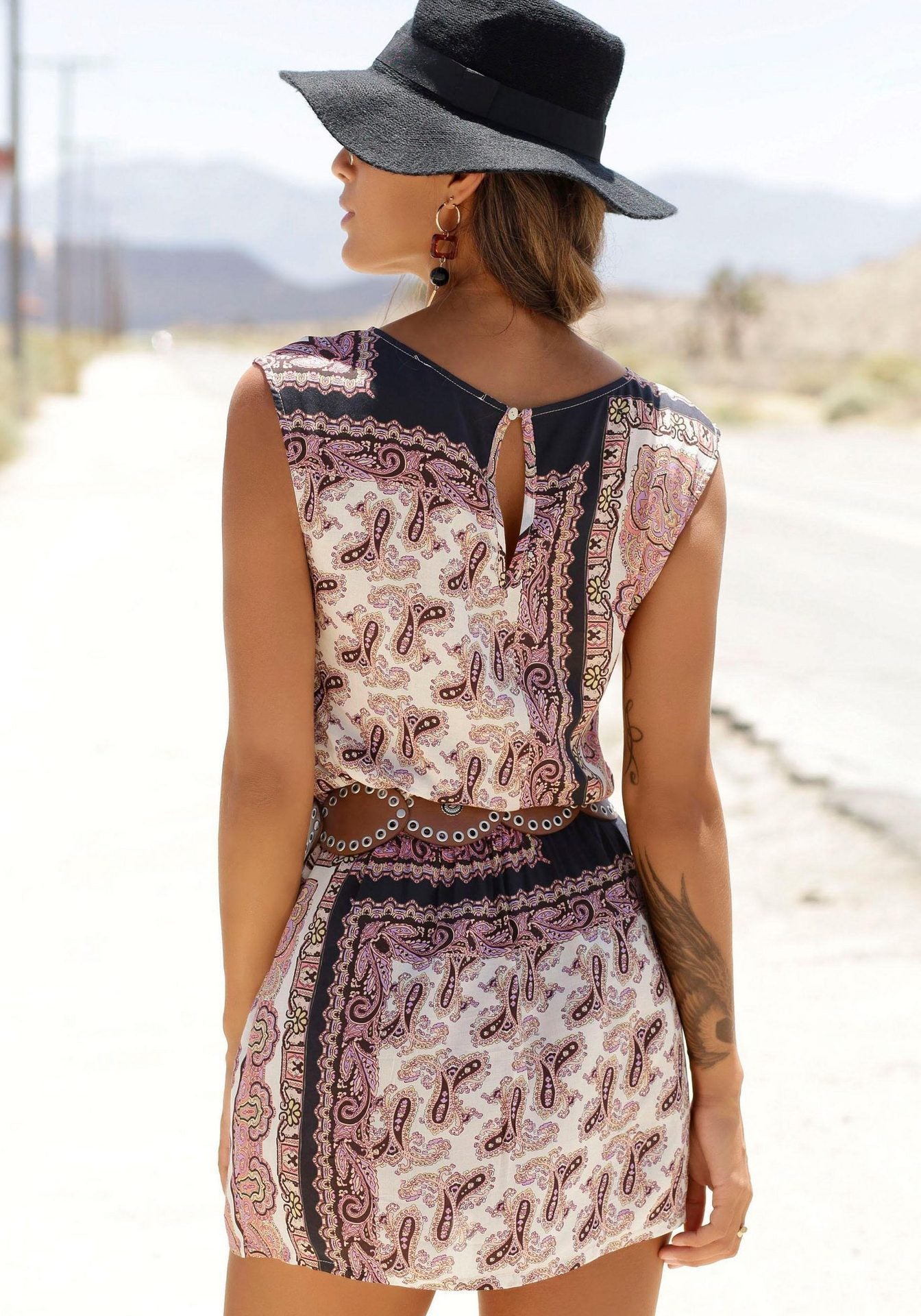 Boho chic summer Stitching Print Dress
