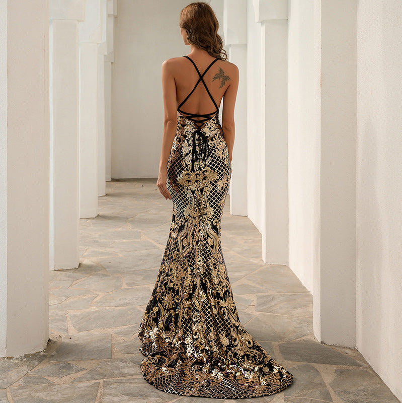 Timeless Elegant Regal Evening Gown with Spaghetti Straps & Side Split - Perfect for Parties & Prom - Elegance & Style