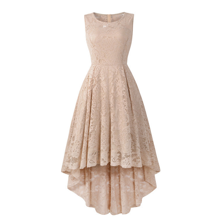 Elegance Bloom Lace High-Low Dress