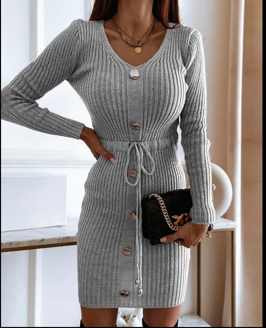 Women's Mid-length Knitted Sheath Dress