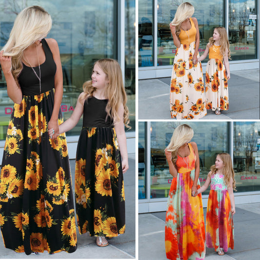 Matching Mommy and Me Dresses - Casual Mother-Daughter Outfits for Spring & Summer | White, Black, Tie-Dyed | Sizes XS-2XL