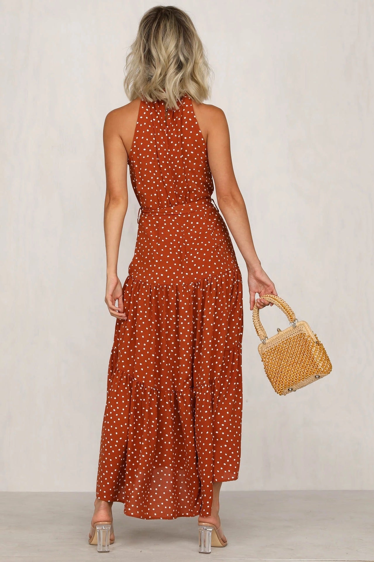 Ruffled round neck sleeveless dress
