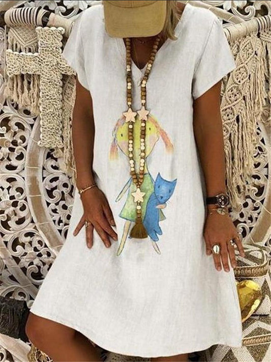 Printed short sleeve dress