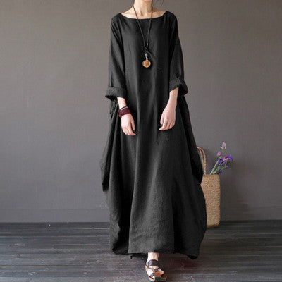 Plus size cotton and linen dress