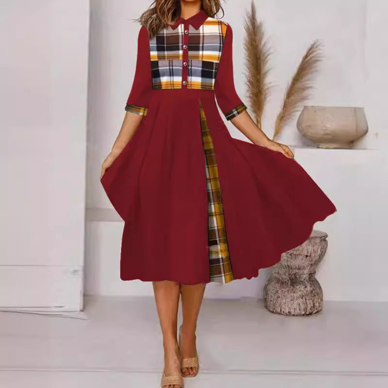 Women's Blouse Collar Single-breasted Dress