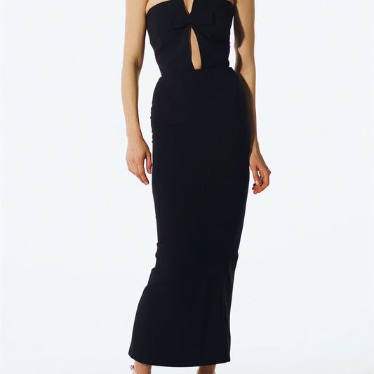 Backless Halter Mid-Length Sheath Bandage Dress – Elegant Toast Dress for Every Occasion