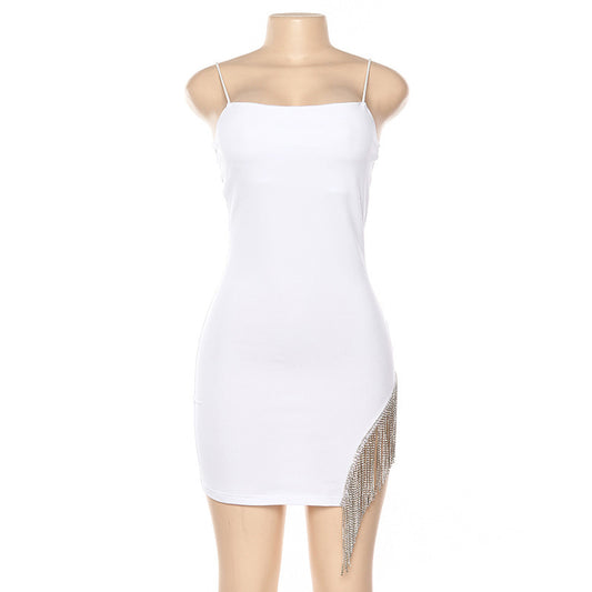 Sexy Night Club Dress with Tassels & Diamantes - Spaghetti Strap Party Dress