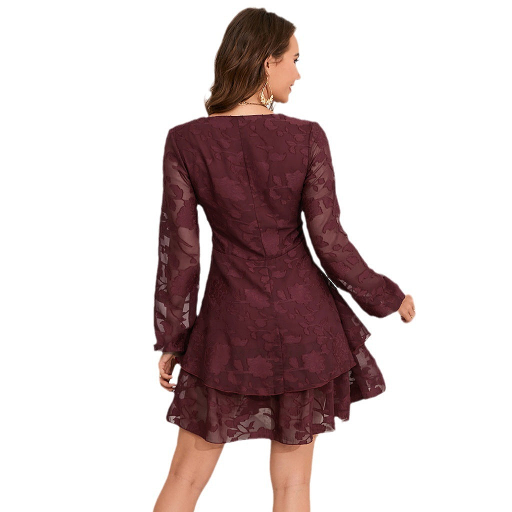 Elegant New V-neck Women's Mid-length Dress