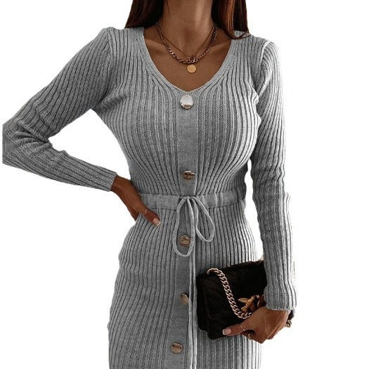 Women's Mid-length Knitted Sheath Dress