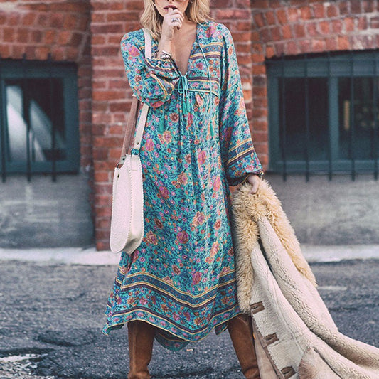 Bohemian printed fashion casual loose dress