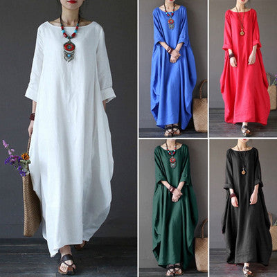 Plus size cotton and linen dress