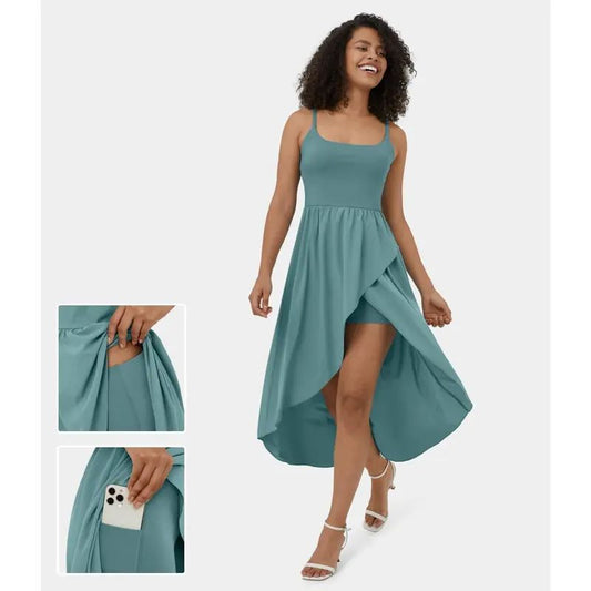 Fashionable Elegant Mid-length Vest With Pockets Dress