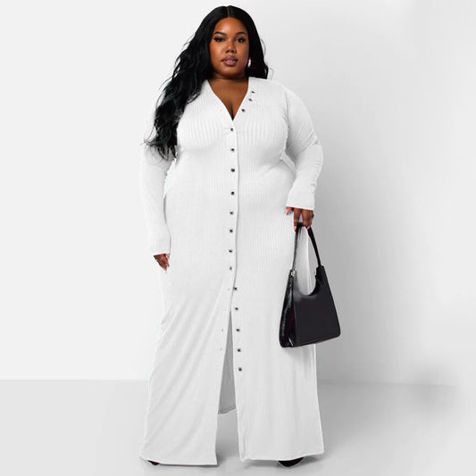 Plus Size Women's Sunken Stripe Split Dress