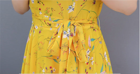 Slimming Printed Chiffon Dress Women Mid-Length