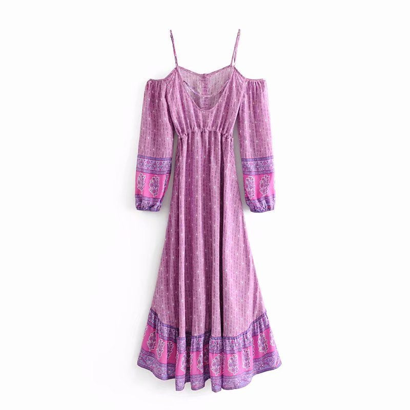 Printed strapless strap dress