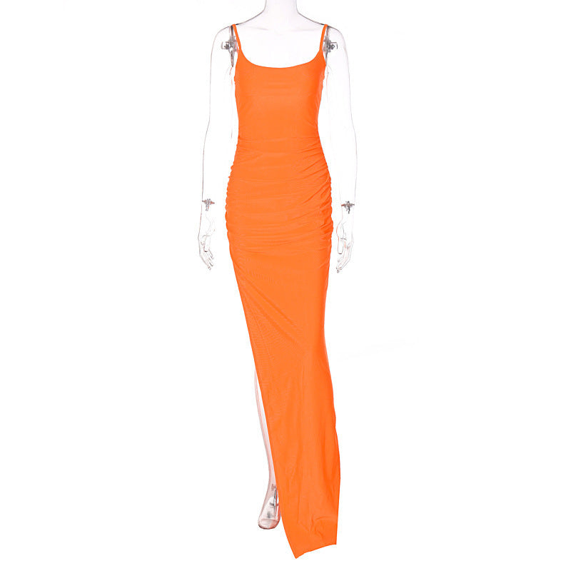 Ladies Fashion Slit Mid Length Dress