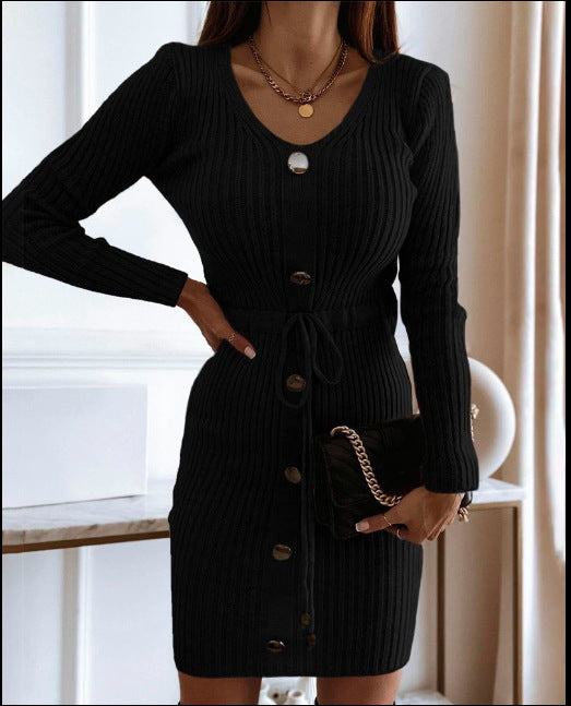 Women's Mid-length Knitted Sheath Dress