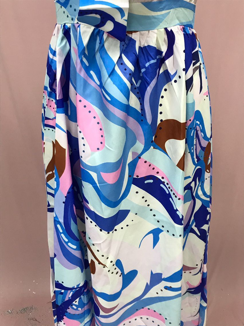 Women's French Dress Chiffon Strap Type Blue