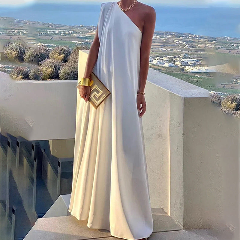 Women's Fashion Loose One-shoulder Long Dress